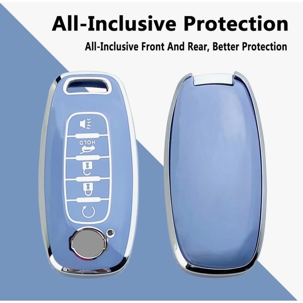 Blue Key Fob Cover Case for Nissan Pathfinder Rogue Kicks 5 Button Remote - Picture 4 of 9
